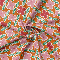 Bedruckte Popeline NINA Rot / Rosa